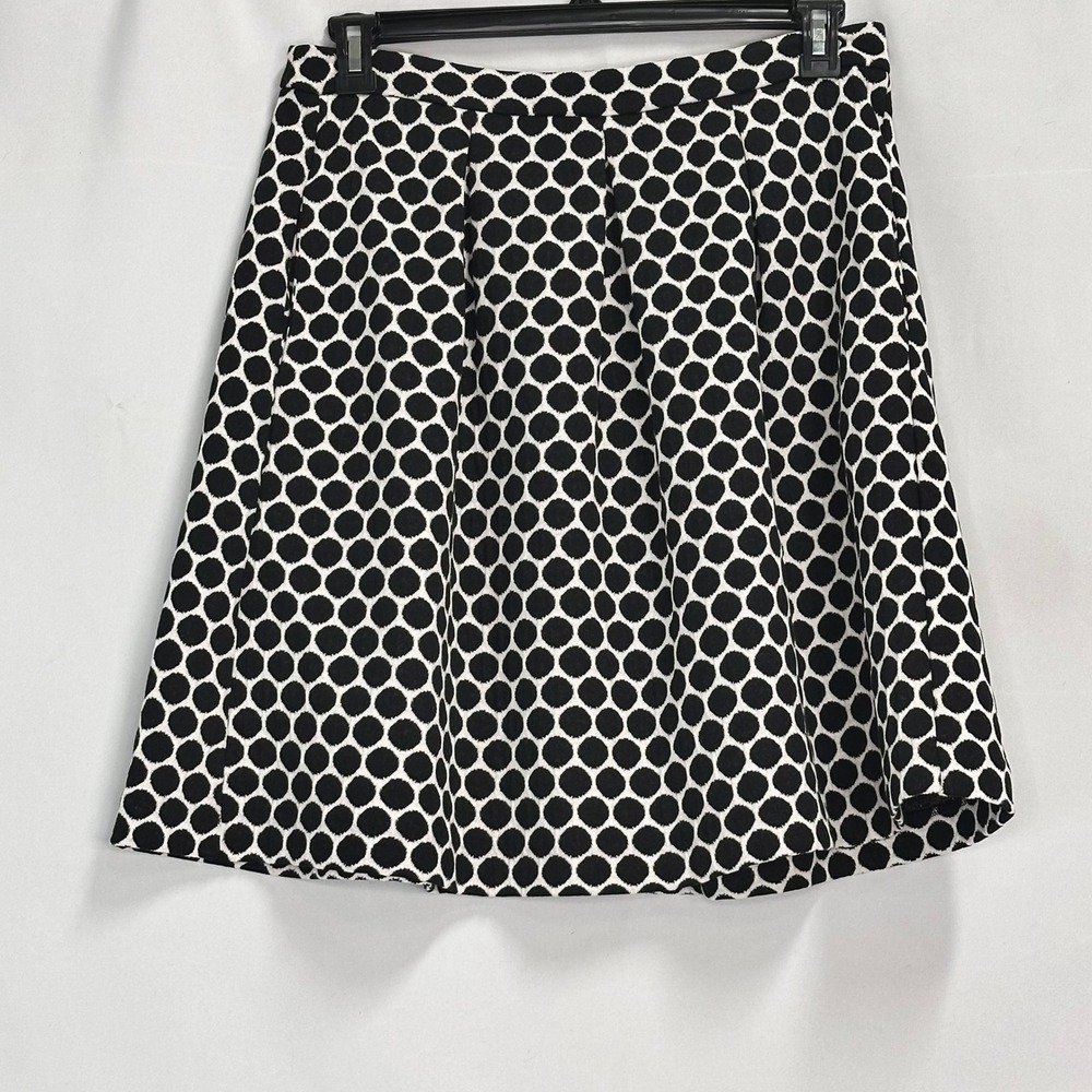 Boden Women's Sz 10 Skirt Black White Polka Dot Jacquard A-Line Mod Parisian